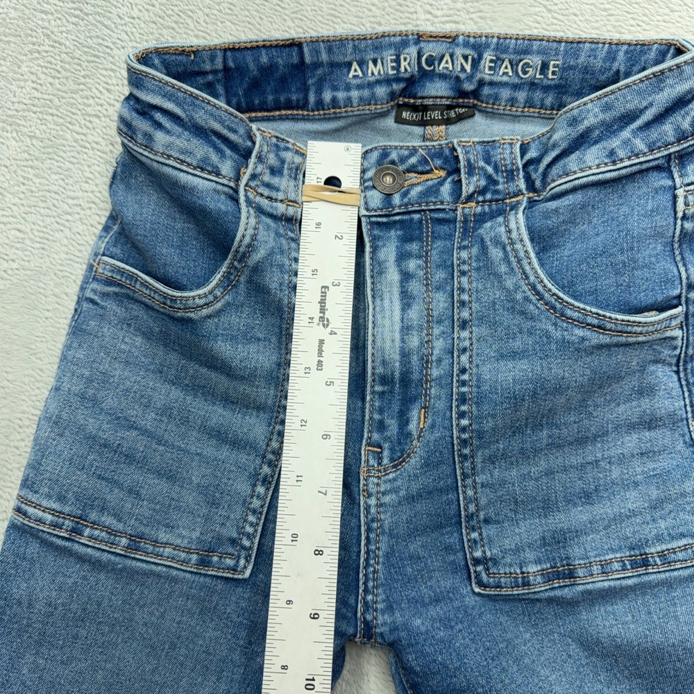 American Eagle Jeans Womens 00 Blue Super Hi-Rise Flare Stretch Denim - Picture 4 of 10